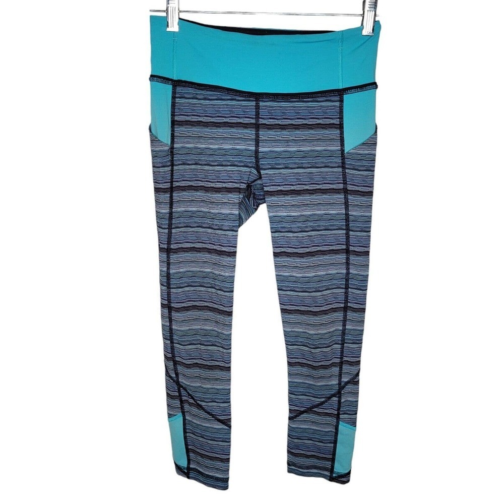 lululemon Pace Rival Crops leggings Size 4 Space Dye Twist Naval Peacock Blue